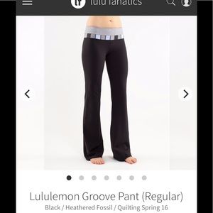 Lululemon Groove Pant Black / Heathered Fossil / Quilting Spring 16 Size 8